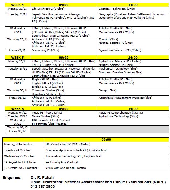 NSC Matric Exam Timetable 2023 Grade 12 Final Exam Timetable 2023 pdf